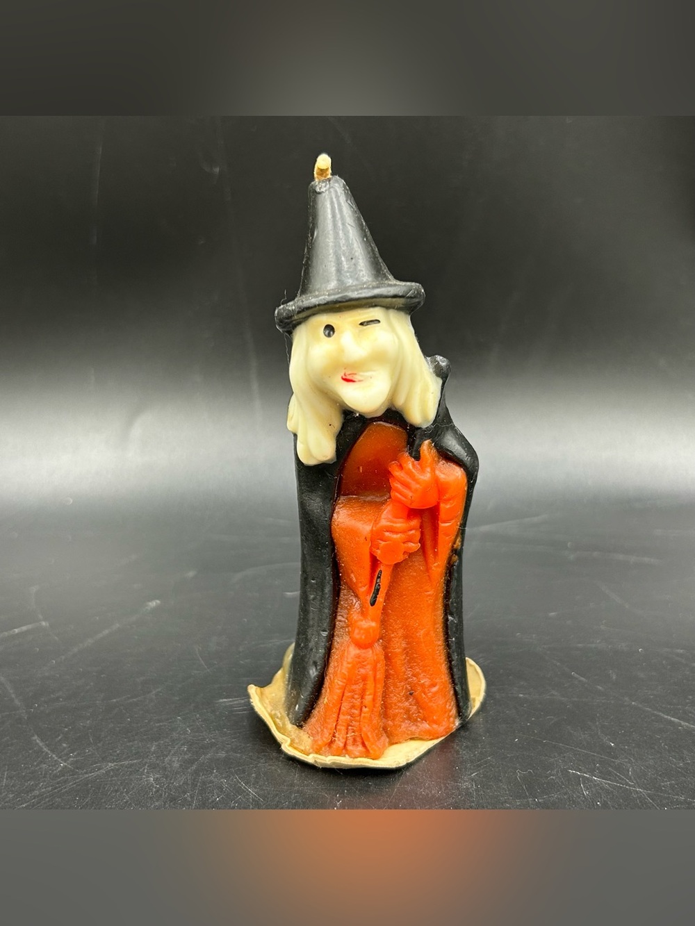 Vintage Gurley Halloween Hunchback Witch Candle With Broom 5.5 Inch Unlit